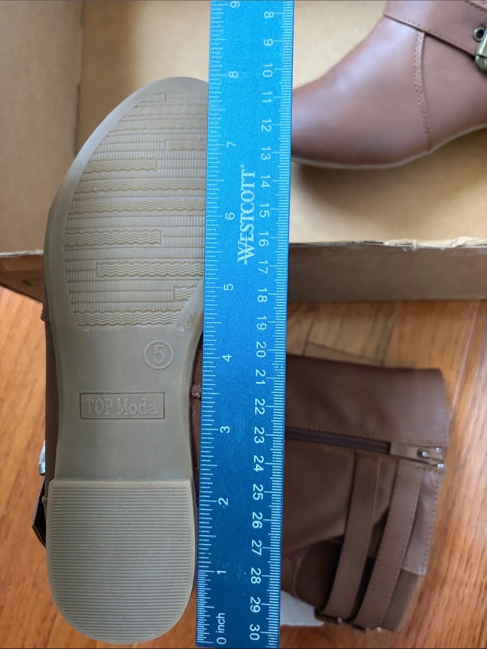 Brown Mid Calf Buckle Boots - Size 5